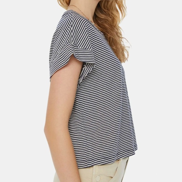 MOTHER The Keep on Rolling Stripe Cotton Pocket T-Shirt Size Small - Picture 3 of 10